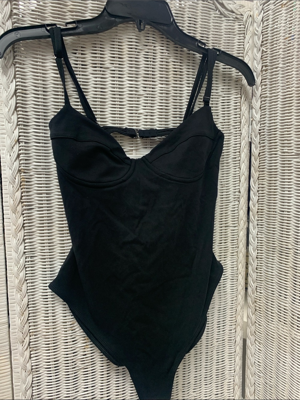 Mara Hoffman Black Bustier-Style Bodysuit with Adjustable Straps